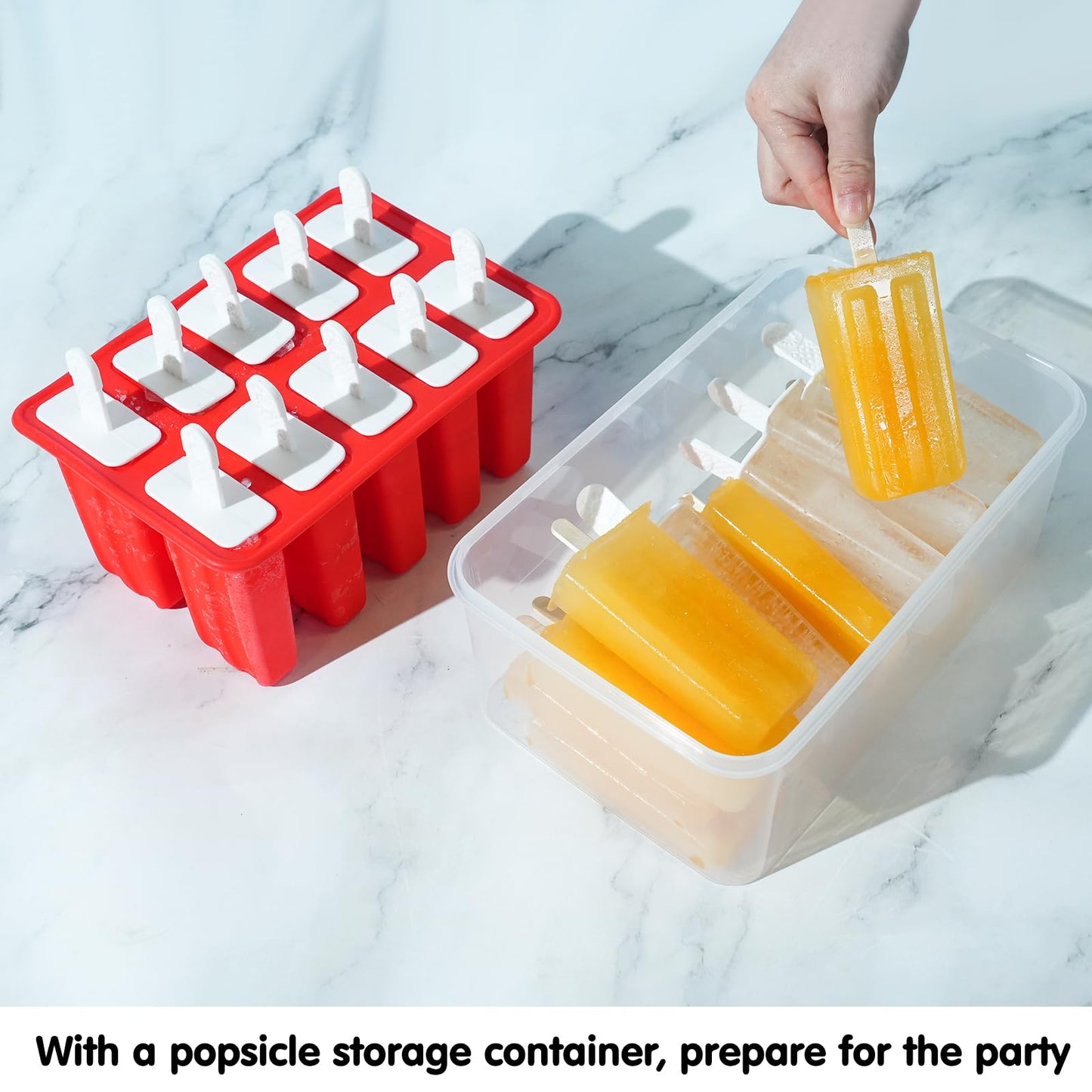 Miaowoof Homemade Popsicle Molds, Silicone Ice Popsicle Maker Non-BPA, with 50 Sticks, 50 Bags, 10 Reusable Sticks, Funnel, Brush, Popsicle Storage Container and Ice Pop Recipes