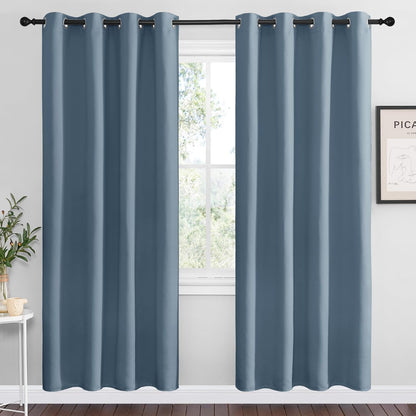 NICETOWN Smoky Blue Blackout Curtains - Thermal Insulated Drapes for Living Room | 78" Length, 55" Wide, 2 Panels
