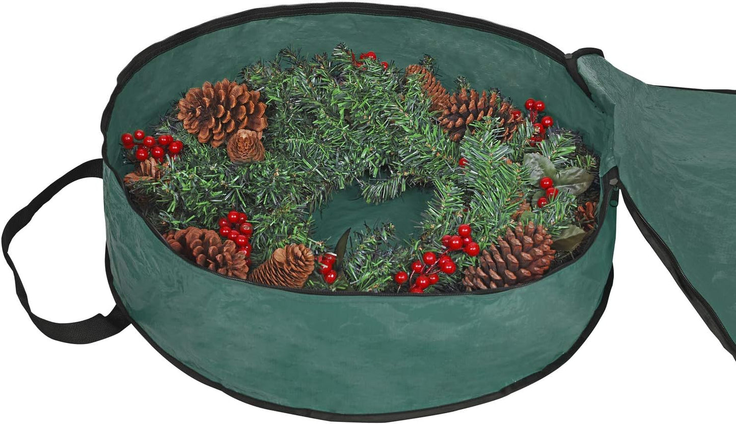 ProPik Christmas Wreath Storage Bag - Heavy-Duty Tear Resistant Container with Handles | 36” x 8” (Green)