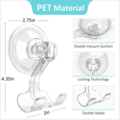 VIS'V Large Suction Cup Hooks - 2 Pcs Set with Razor Hooks for Strong Grip | Ideal for Bathroom Use