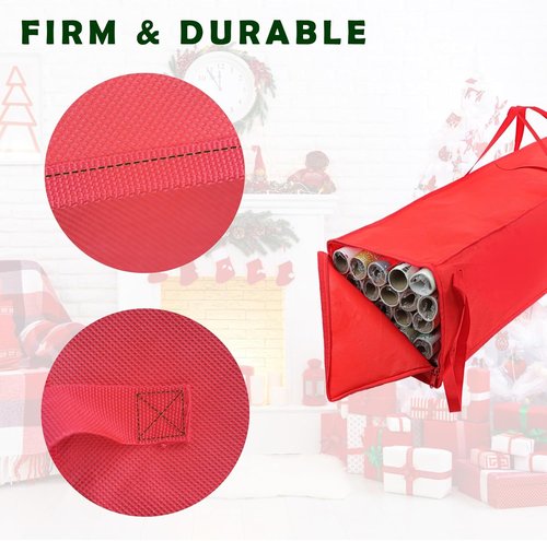 Demao Christmas Wrapping Paper Holder - 41-Inch Storage Bag for Up to 25 Rolls | Durable Organizer