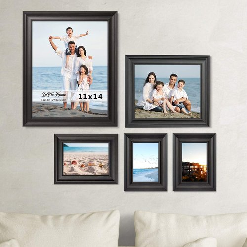LaVie Home 5x7 Picture Frames (1 Pack, Black) Rustic Photo Frame Set with High Definition Glass for Wall Mount & Table Top Display
