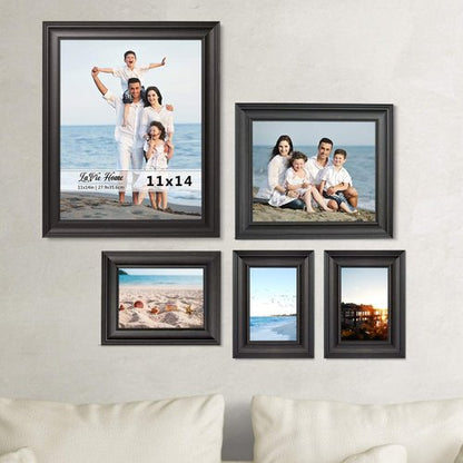 LaVie Home 5x7 Picture Frames (1 Pack, Black) Rustic Photo Frame Set with High Definition Glass for Wall Mount & Table Top Display