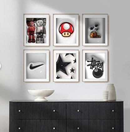 Hypebeast Posters | Trendy Wall Decor for Sneakerheads | 9-Piece Art Print Set | 8x10 Inch