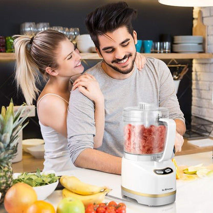 La Reveuse Electric Mini Food Processor - 200 Watts, 2-Cup Bowl for Chopping & Blending | White