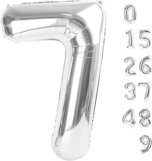 40 Inch Silver Number 7 Balloon | Perfect for 7th Birthdays, Engagements & Graduations