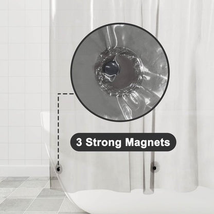 Barossa Design Shower Curtain Liner - Clear Black Premium PEVA Shower Liner with 3 Magnets and Metal Grommets, Waterproof Lightweight Standard Size Curtains for Bathroom - Translucent Black