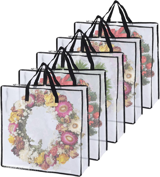 Skiennix Wreath Storage Bag - 26x9 Inch Christmas Wreath Container with Zipper & Handles | Underbed Organizer