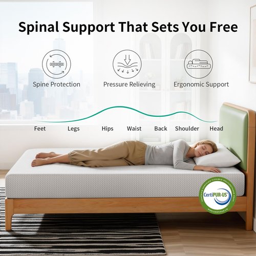 FDW 8-Inch Twin Mattress - Medium Firm Gel Memory Foam with Cooling Ventilation & Pressure Relief | Removable Washable Cover