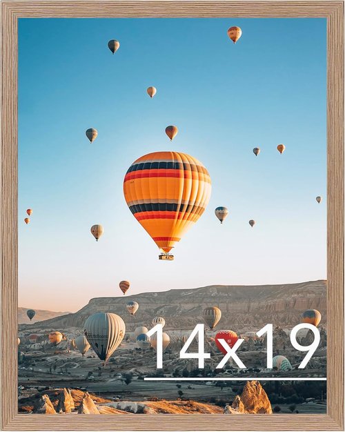 JCJMY 14x19 Picture Frame - Rustic Brown Wall Gallery Frame with Shatter-Resistant Plexiglass