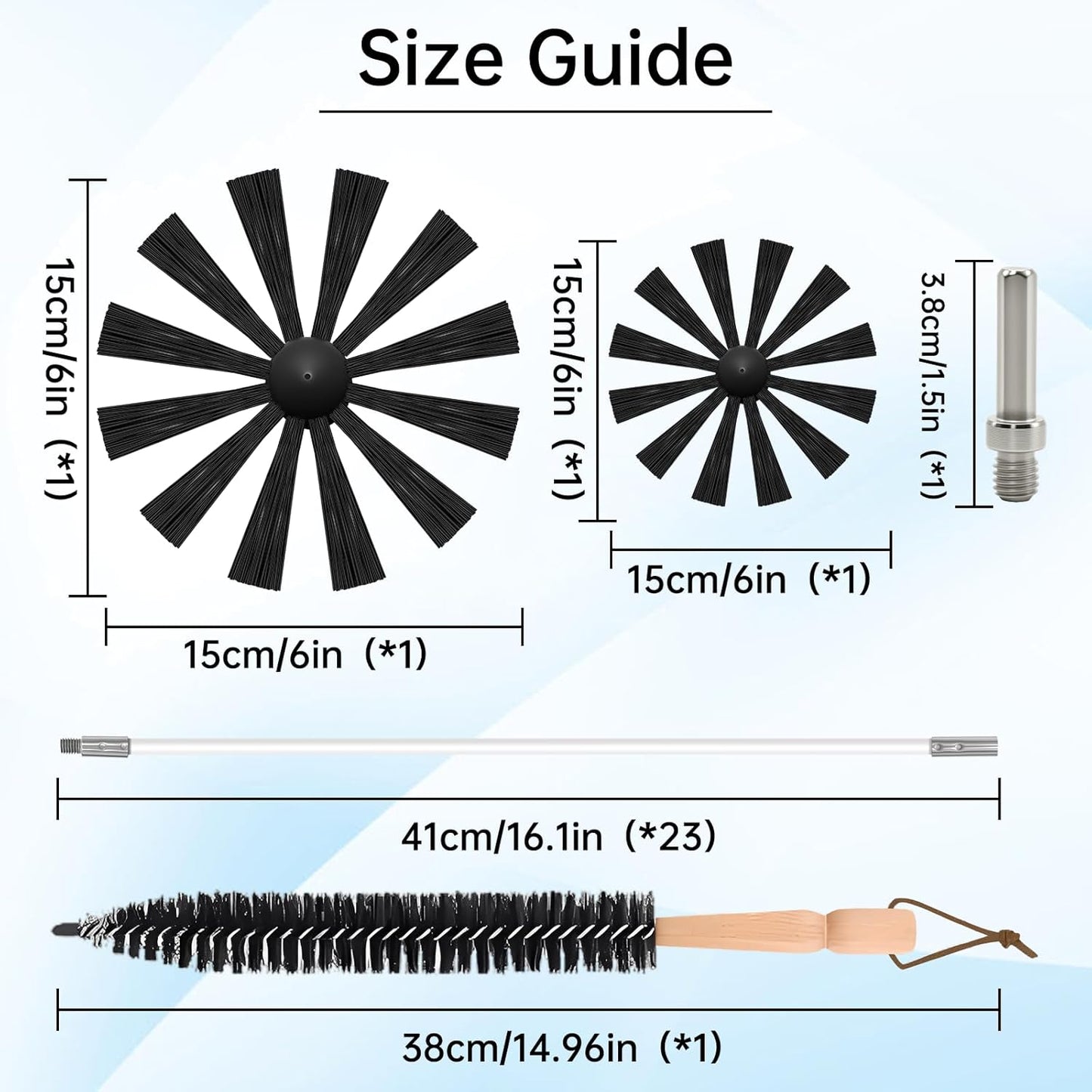 Skiennix Dryer Vent Cleaner Kit - 30 Feet Duct Cleaning Brush with 23 PP Rods & 4-Inch/6-Inch Brushes