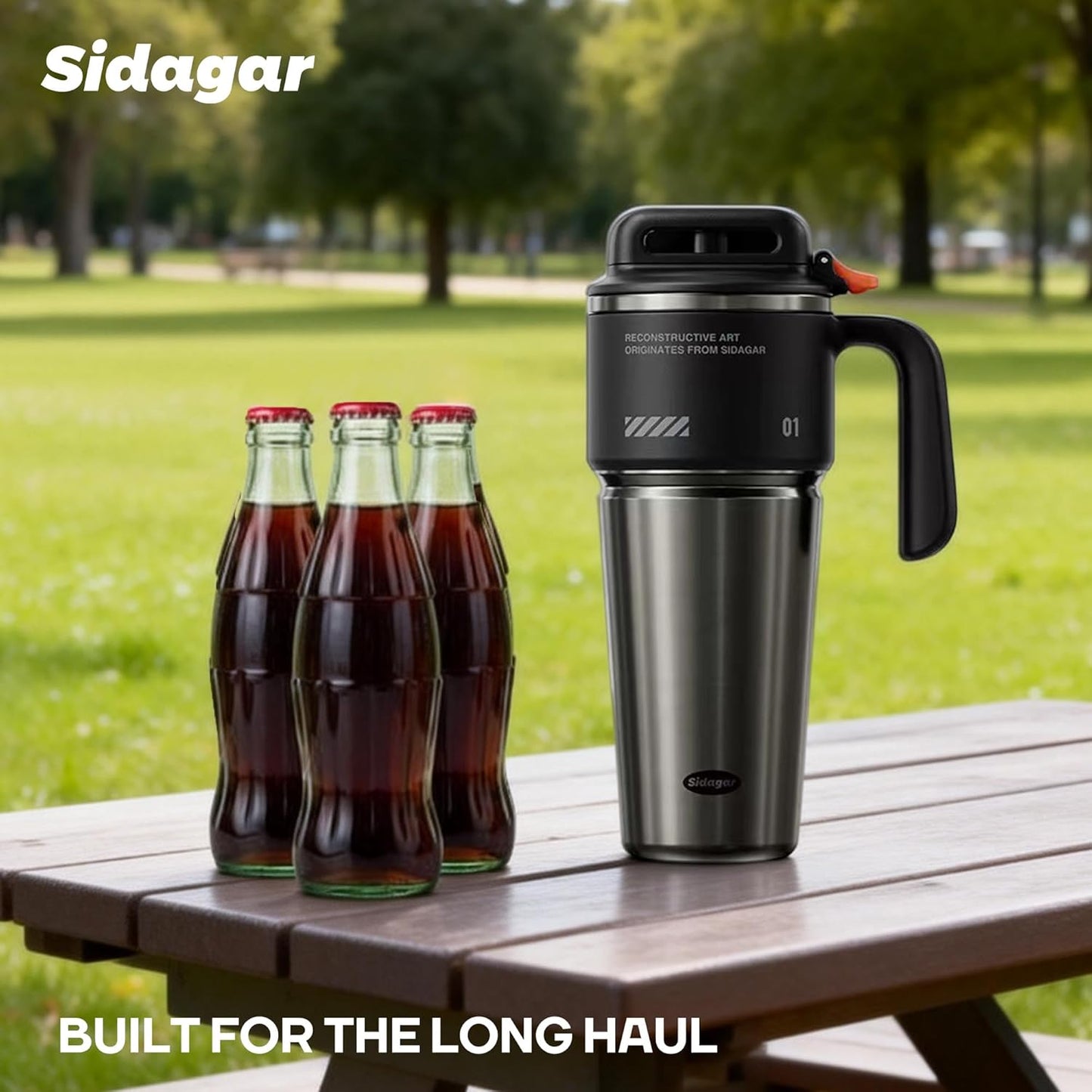 Skiennix 32 oz Tumbler - Vacuum Insulated Stainless Steel Travel Mug with Handle & Straw | Obsidian Black