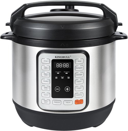 KINGBULL 12-in-1 Electric Pressure Cooker - Multi-Use Non-Stick Pot with LED Screen (8QT)
