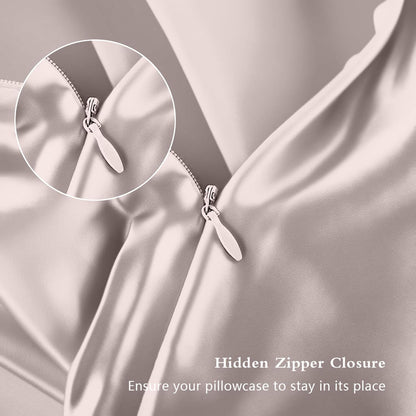 Mulberry Silk Pillowcases - Standard Size | Luxurious Silk for Hair & Skin - Taupe Color with Zipper