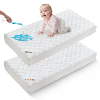 BEDLORE Waterproof Mattress Protector - Soft, Noiseless, Machine Washable Cover for Crib | 2 Pack (52''x28'')