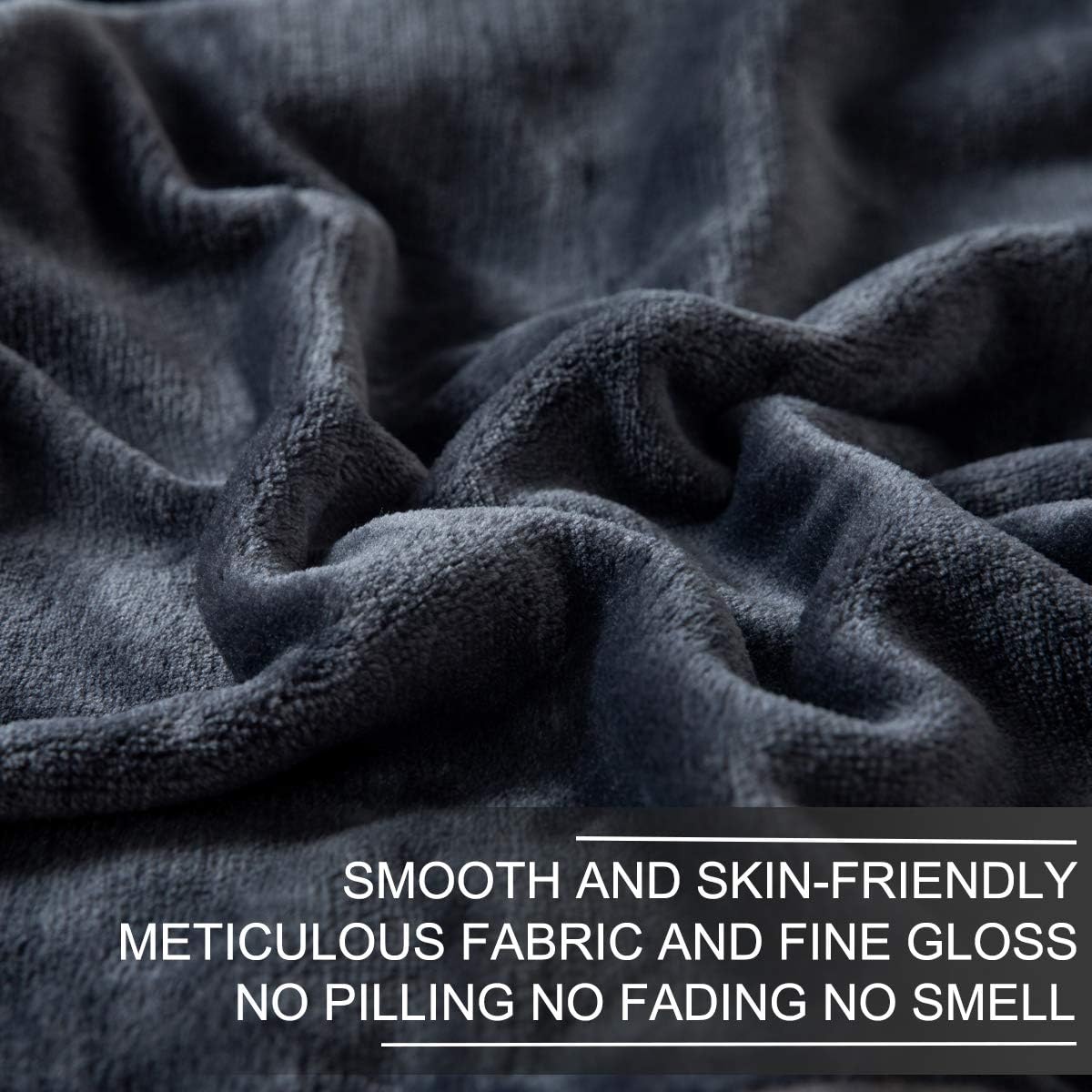 Skiennix Fleece Blanket - Premium Lightweight Anti-Static Throw for Queen/Full Size Bed | 90" x 90" Dark Gray