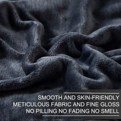 Skiennix Fleece Blanket - Premium Lightweight Anti-Static Throw for Queen/Full Size Bed | 90" x 90" Dark Gray