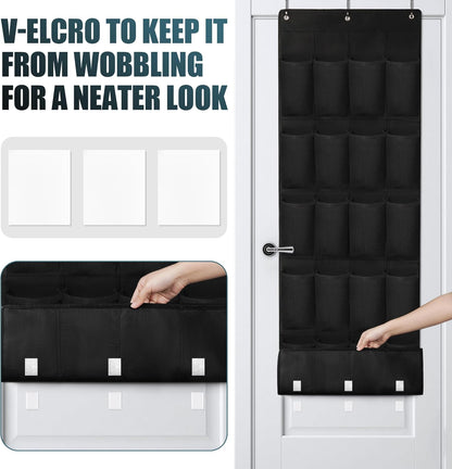 Skiennix Over The Door Shoe Organizer - 24 Large Pockets for Enhanced Closet Storage