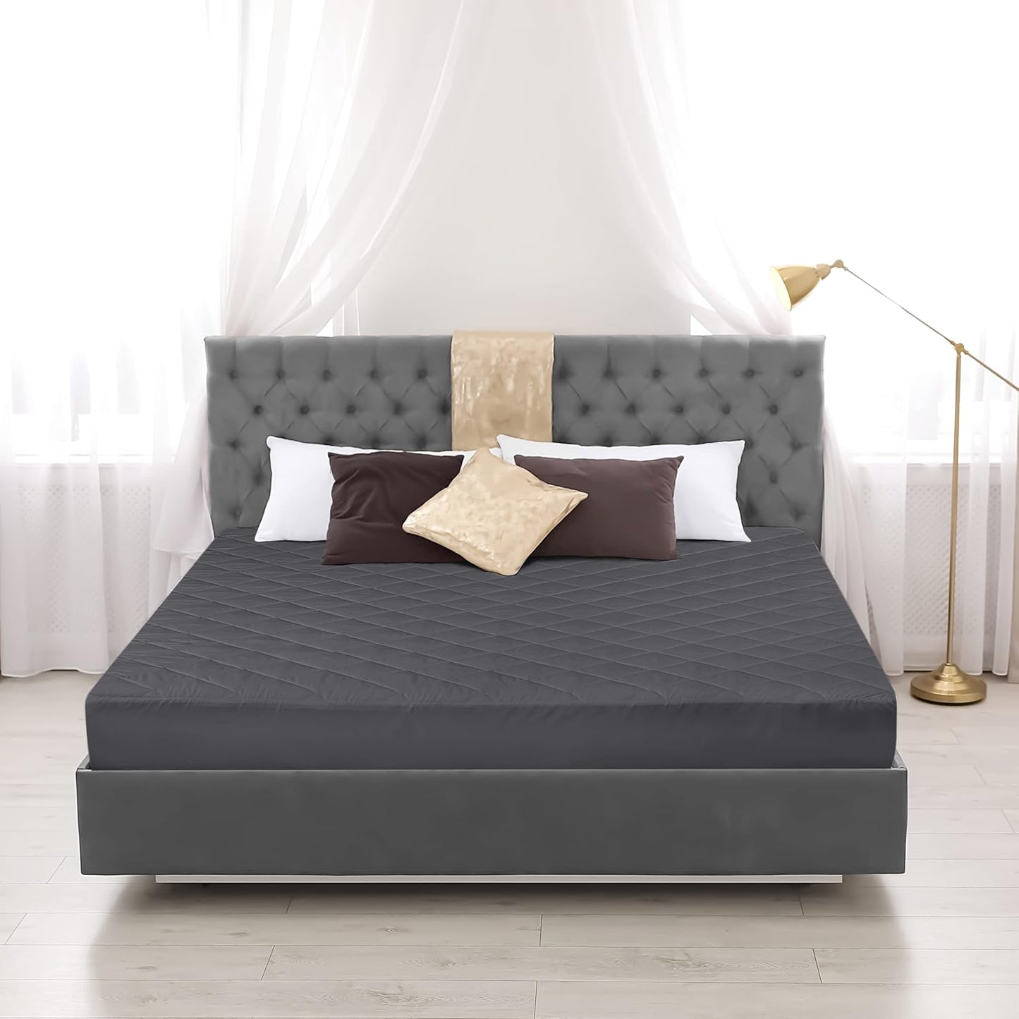 Utopia Bedding Quilted Mattress Pad - Twin Size Deep Pocket Protector | Machine Washable Grey Cover
