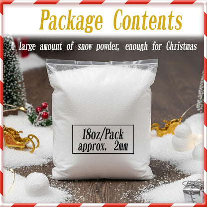 Christmas Fake Snow Decoration - 18oz Realistic Artificial Snow for Holiday Crafts & Displays