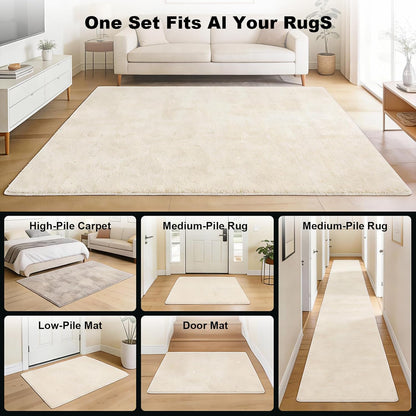 PHIXBEAR Rug Tape - 24 Pcs Strong Hold Anti-Slip Pads | Washable & Reusable No-Glue Silicone Design