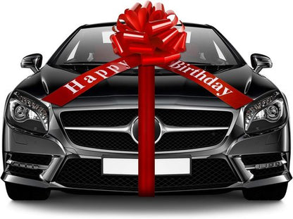 Happy Birthday Big Car Bow - Large Gift Wrapping Decoration for Parties | 20 Inches, Red