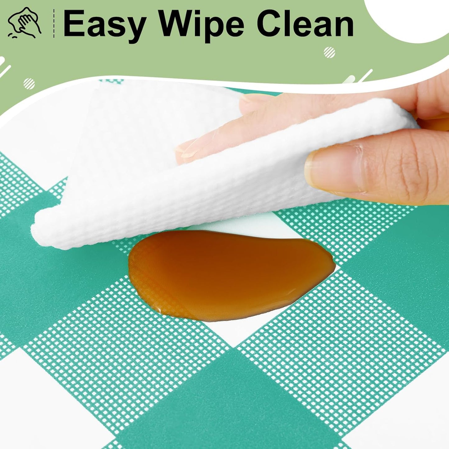 Misaya Buffalo Disposable Tablecloths - 54 x 108 Inch Waterproof Teal & White Checkered Covers for Parties & Picnics