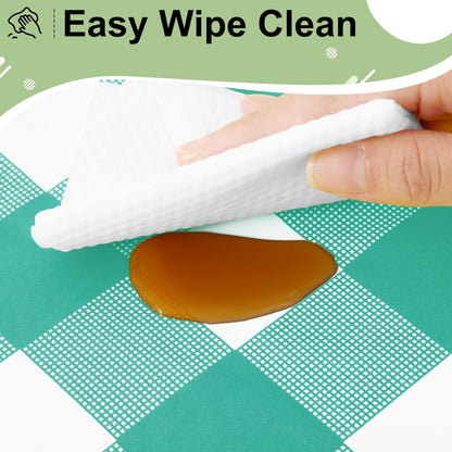 Misaya Buffalo Disposable Tablecloths - 54 x 108 Inch Waterproof Teal & White Checkered Covers for Parties & Picnics