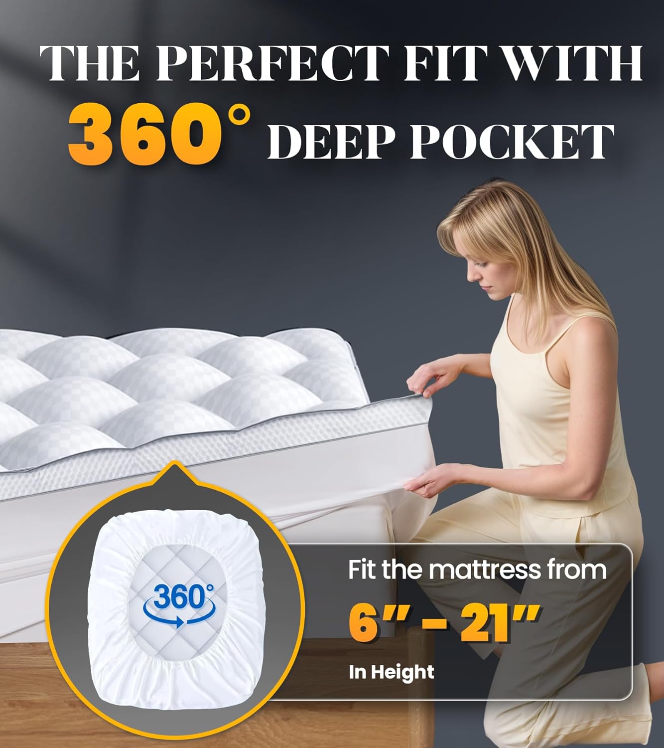 Skiennix 3-Inch Ultra-Fluffy Memory Foam Mattress Topper - Soft Pillow Top for Back Pain | Queen Size with Breathable Air Mesh Sides