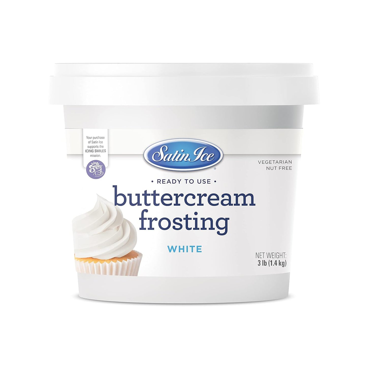 Satin Ice White Buttercream Frosting - 3 lb Pail | Perfect for Cakes and Desserts