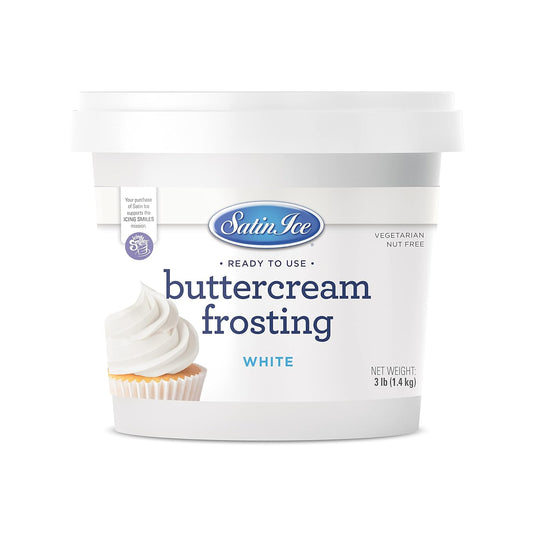 Satin Ice White Buttercream Frosting - 3 lb Pail | Perfect for Cakes and Desserts