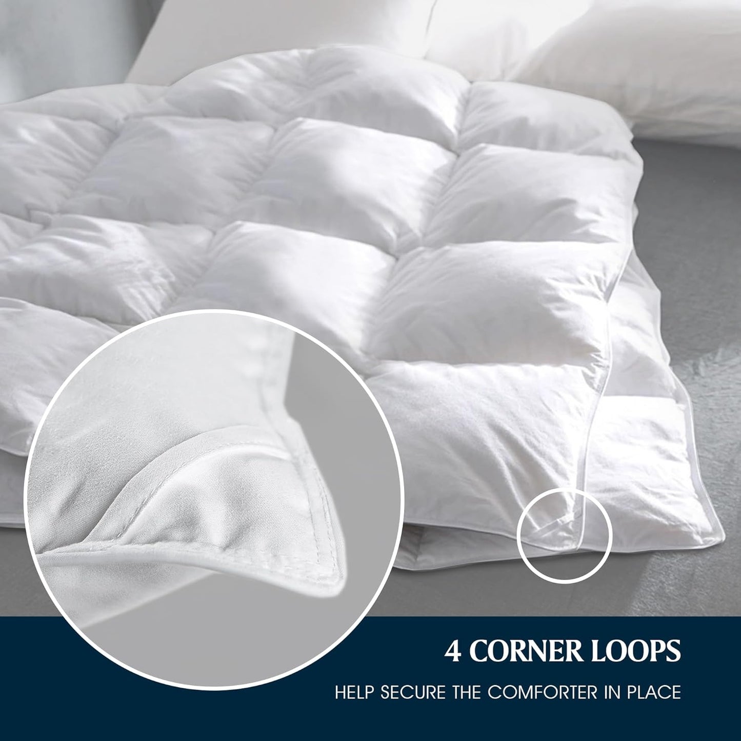 Serta Goose Feather Down Comforter - Luxury Hypoallergenic King Size Duvet Insert | 100% Cotton, Medium Warmth, 106 x 90 Inch, White