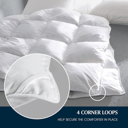 Serta Goose Feather Down Comforter - Luxury Hypoallergenic King Size Duvet Insert | 100% Cotton, Medium Warmth, 106 x 90 Inch, White
