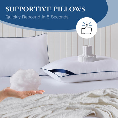 Meoflaw Pillows Standard Size Set of 4,Soft Microfiber Standard Pillows with Hollow Fiber,Hotel Quailty Bed Pillows for Sleeping 4 Pack for Back,Stomach Sleeper