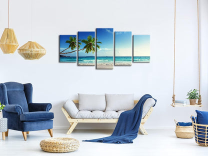 Wieco Art 5 Panels Ocean Canvas Wall Art - Blue Sea Seascape Decor for Living Room & Home