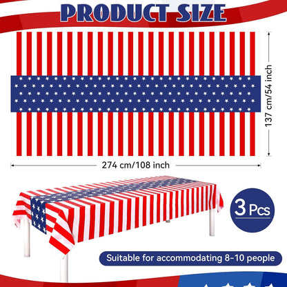 Regine Switzerland Patriotic Tablecloths - Disposable Plastic Covers for 4th of July | 108 x 54 Inch