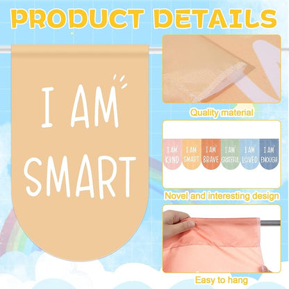 Boho Classroom Curtains 6-Piece Set 35 x 23 in - Positive I Am Affirmation