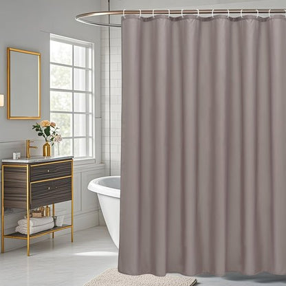 AooHome Shower Curtain Liner, Fabric Bathroom Curtain with Hooks for Hotel, Weighted Hem, Water Repellent, Chocolate, 72 x 75 Inch