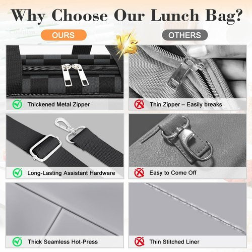 Coobiiya Insulated Lunch Bag - Leakproof Portable Cooler for Men | Ideal for Camping, Travel & Beach