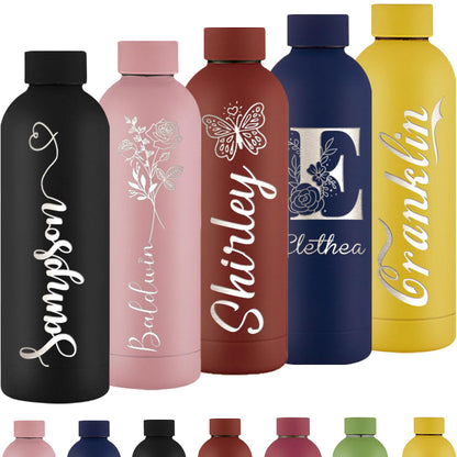 Personalized Water Bottles Custom Engraved Sports Bottles Personalized Name Logo Photo 16oz Insulated Cup Customized Stainless Steel Bottle Keep Cold Hot Office Birthday Gift for Men Women |7 Colors