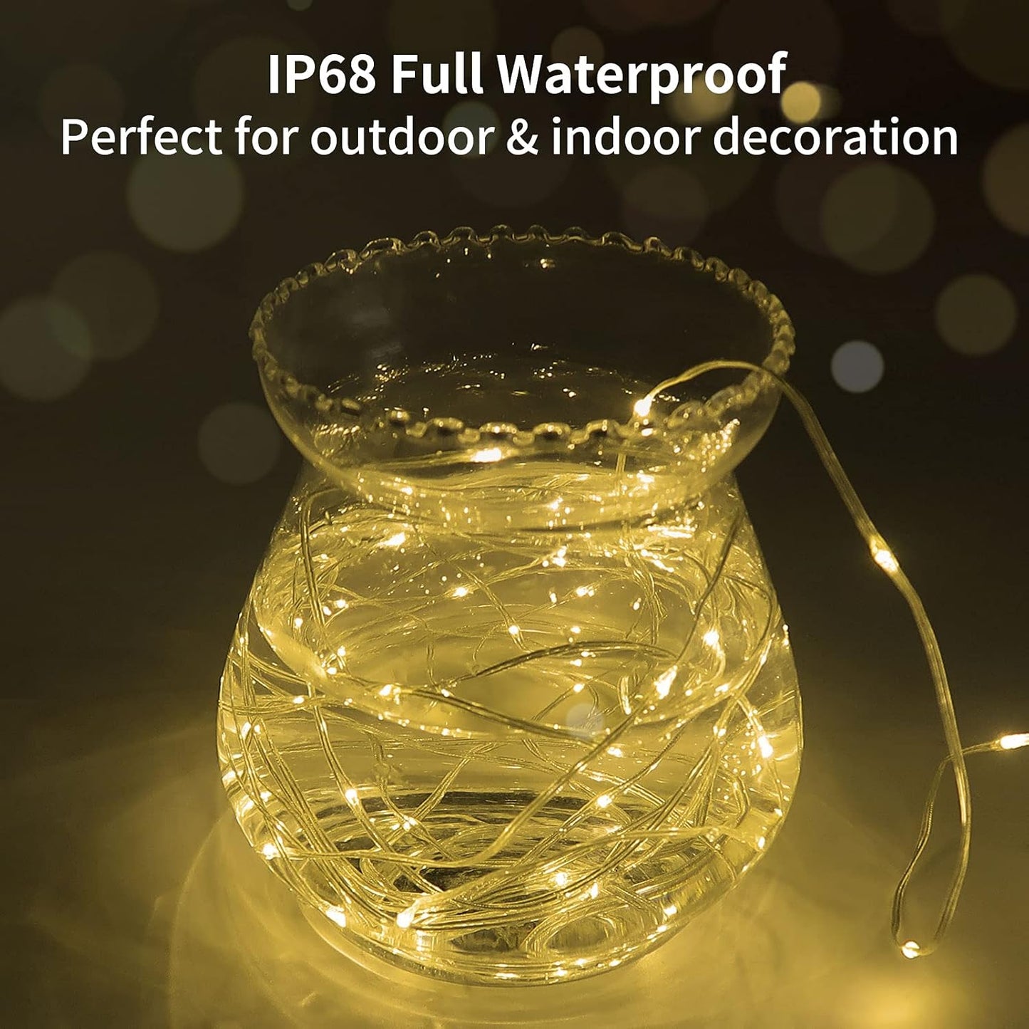 Skiennix 33Ft Fairy String Lights - 100 Micro LED Twinkle Lights | IP68 Waterproof with Remote for Bedroom & Garden Decor