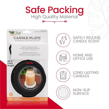 Skiennix Candle Warmer Plate - Flameless Scent Release | Versatile Warmer for Candles, Coffee & Mugs - Black
