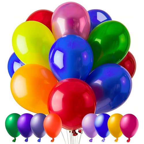 100 PCS Balloons, 12 Inch Assorted Colors Balloon & 10 Kinds of Color Balloons, Latex Balloon Bulk for Birthday, Baby Shower, Wedding, Family Party.