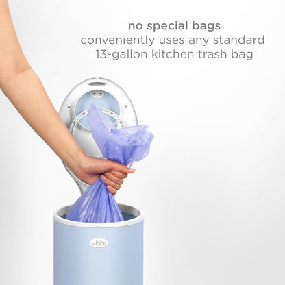 Ubbi Steel Diaper Pail - Odor Locking Design | No Special Bags Needed | Award-Winning | Cloudy Blue