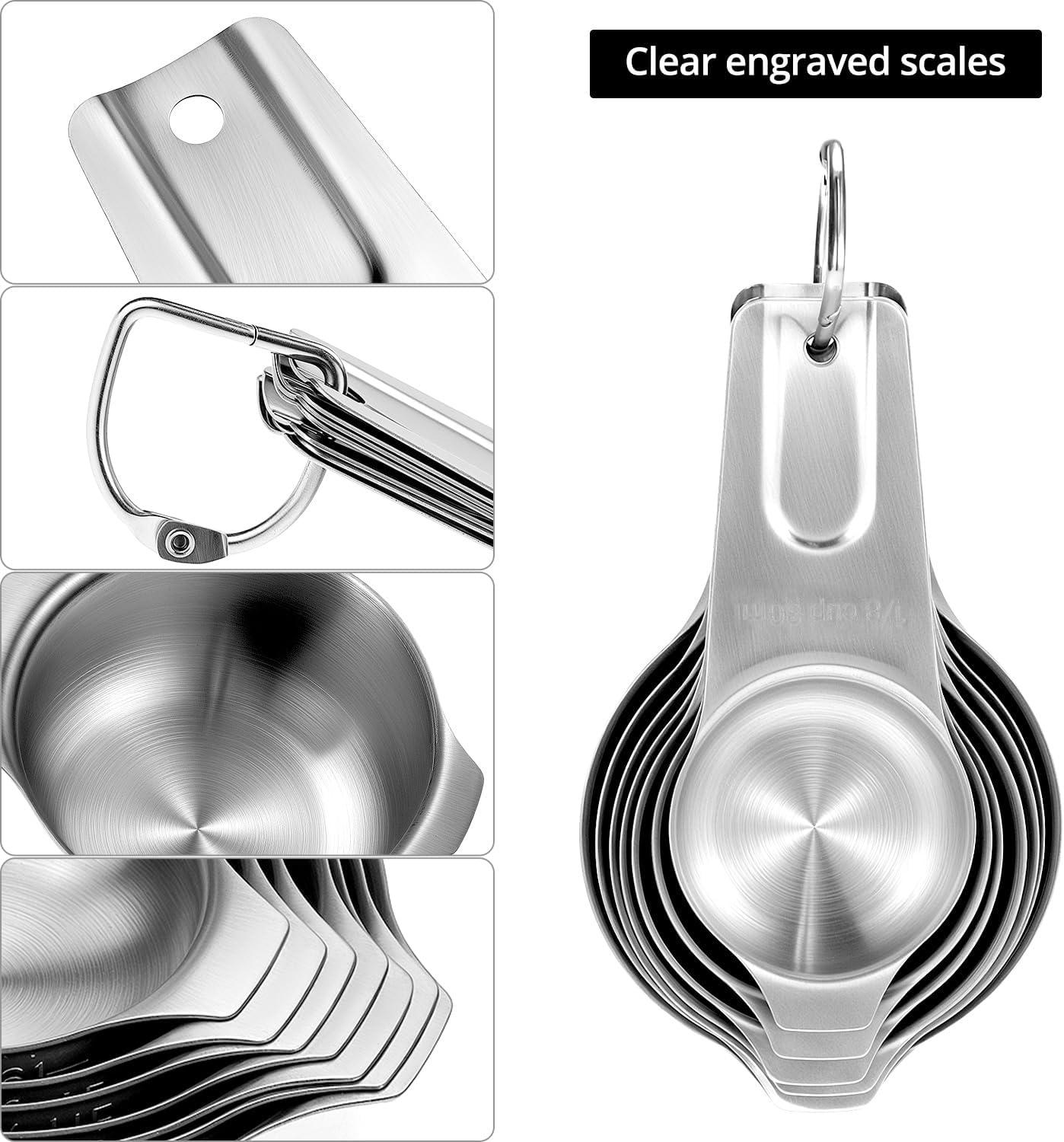 QWORK Stainless Steel Measuring Cups - Set of 7 Nesting Kitchen Tools for Cooking & Baking