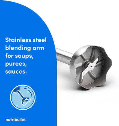 Nutribullet Lite Immersion Blender - Compact Dark Gray Design for Effortless Blending