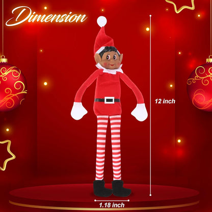 Skiennix Christmas Elf Behaving Badly Plush Toy - Naughty Bendy Doll | 12 Inches (Brown)