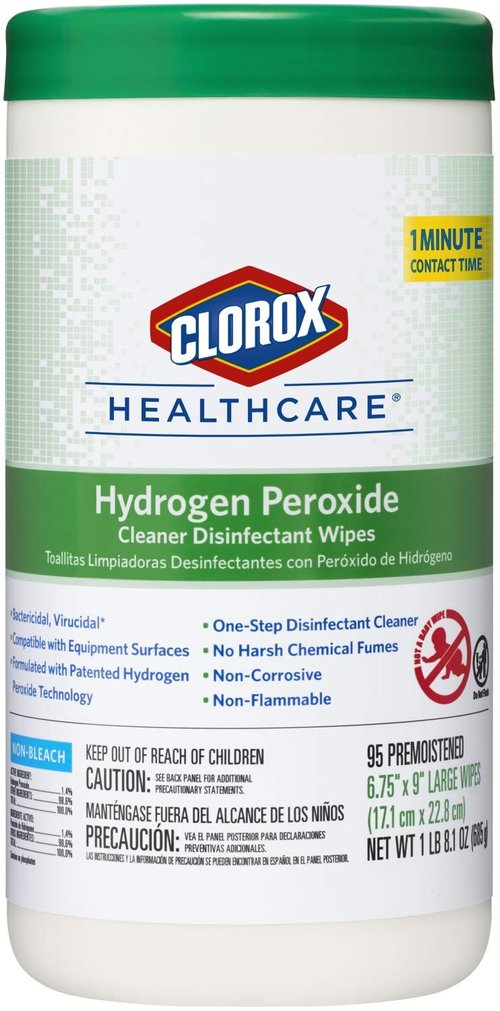 Clorox Healthcare Disinfectant Wipes - Hydrogen Peroxide Formula, 6.75" x 9", 95 Count