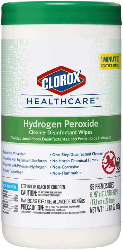 Clorox Healthcare Disinfectant Wipes - Hydrogen Peroxide Formula, 6.75" x 9", 95 Count