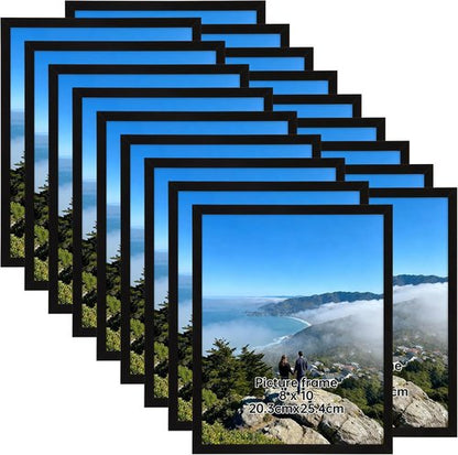 Giftgarden 8x10 Picture Frame Set of 18 - Lightweight Black Frames for Gallery Wall & Tabletop Display